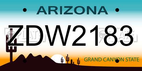 ZDW2183 Arizona License Plate