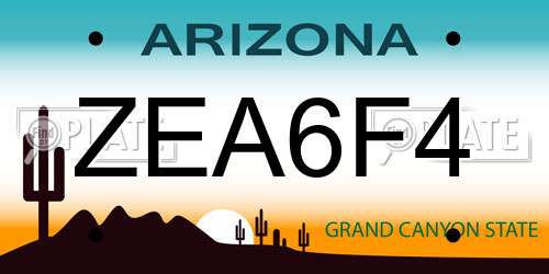 ZEA6F4 Arizona License Plate