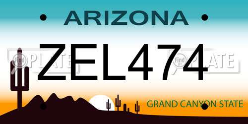 ZEL474 Arizona License Plate
