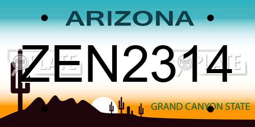 ZEN2314 Arizona License Plate