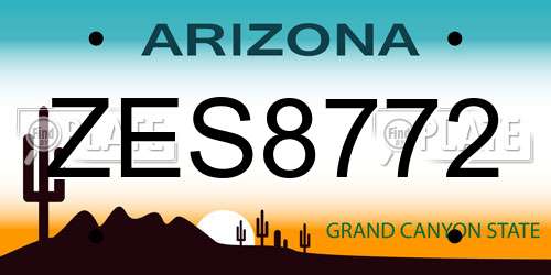 ZES8772 Arizona License Plate