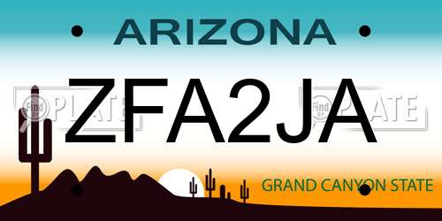 ZFA2JA Arizona License Plate