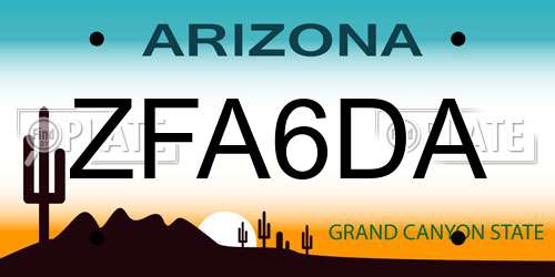 ZFA6DA Arizona License Plate
