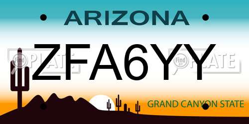 ZFA6YY Arizona License Plate