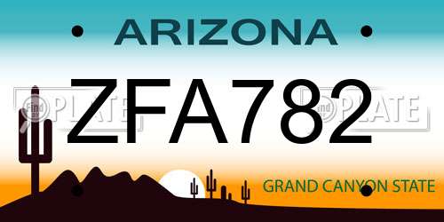ZFA782 Arizona License Plate