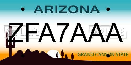 ZFA7AAA Arizona License Plate