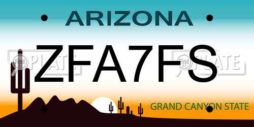 ZFA7FS Arizona License Plate