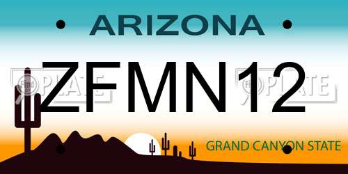 ZFMN12 Arizona License Plate