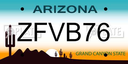 ZFVB76 Arizona License Plate