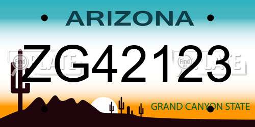 ZG42123 Arizona License Plate