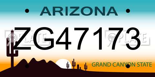 ZG47173 Arizona License Plate
