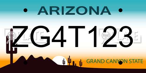 ZG4T123 Arizona License Plate