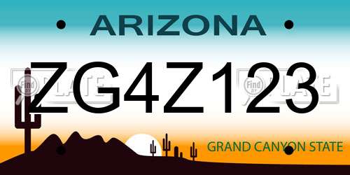 ZG4Z123 Arizona License Plate