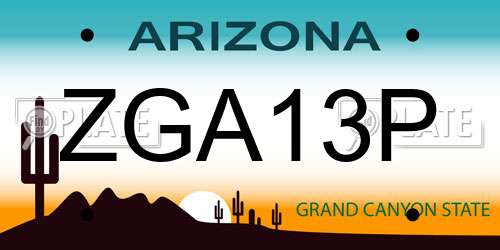 ZGA13P Arizona License Plate