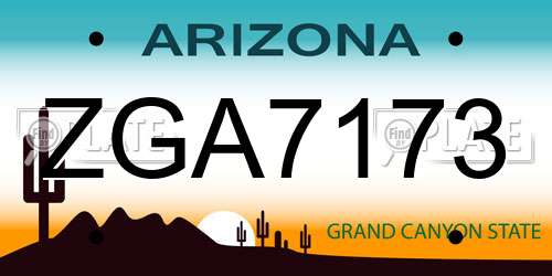 ZGA7173 Arizona License Plate