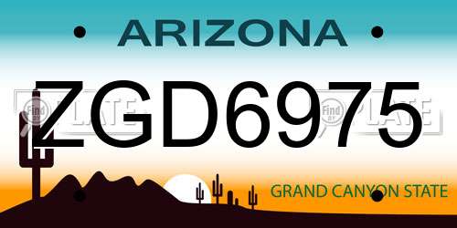 ZGD6975 Arizona License Plate