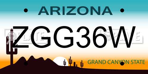 ZGG36W Arizona License Plate