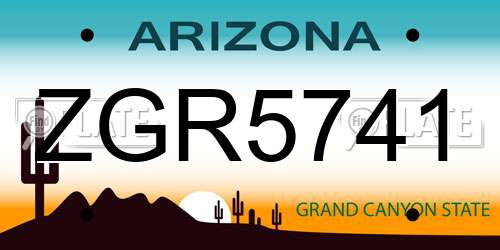 ZGR5741 Arizona License Plate