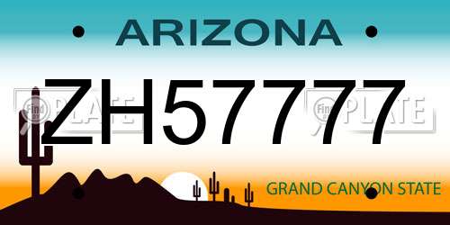 ZH57777 Arizona License Plate