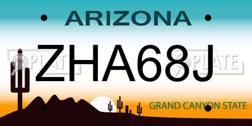 ZHA68J Arizona License Plate