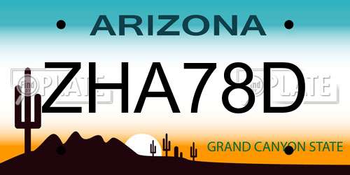 ZHA78D Arizona License Plate