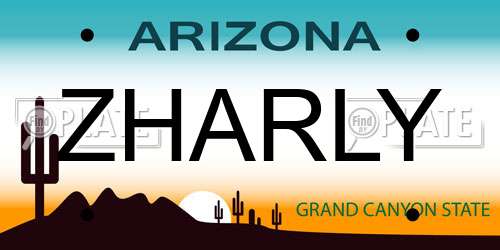 ZHARLY Arizona License Plate