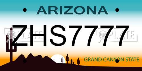 ZHS7777 Arizona License Plate