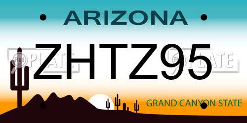 ZHTZ95 Arizona License Plate