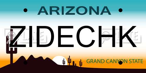 ZIDECHK Arizona License Plate