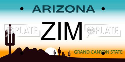 ZIM Arizona License Plate