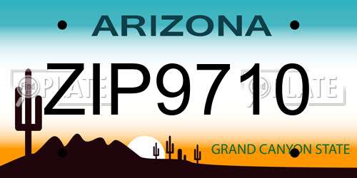 ZIP9710 Arizona License Plate