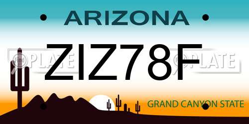 ZIZ78F Arizona License Plate