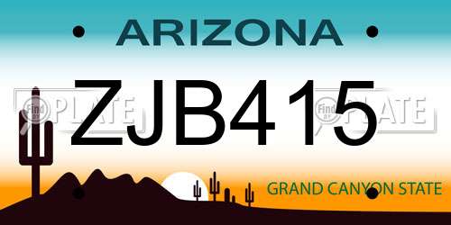 ZJB415 Arizona License Plate