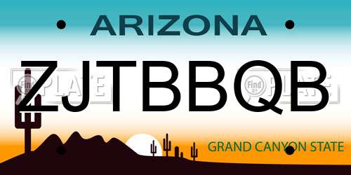 ZJTBBQB Arizona License Plate