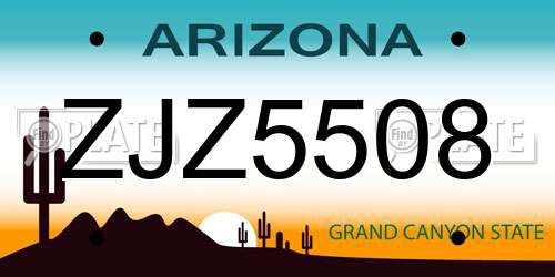 ZJZ5508 Arizona License Plate