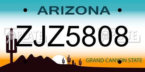 ZJZ5808 Arizona License Plate