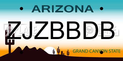 ZJZBBDB Arizona License Plate