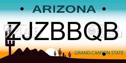 ZJZBBQB Arizona License Plate