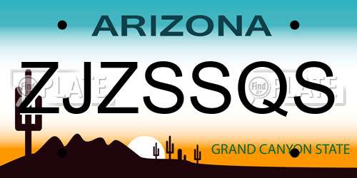 ZJZSSQS Arizona License Plate