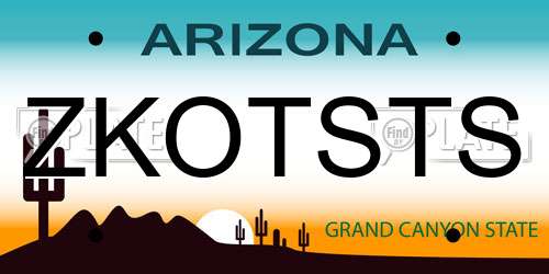 ZKOTSTS Arizona License Plate