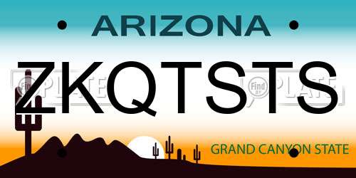 ZKQTSTS Arizona License Plate