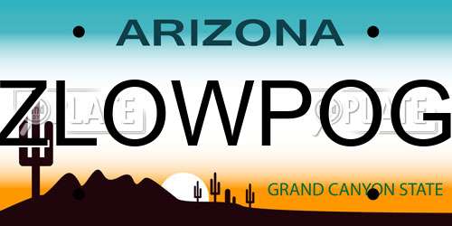ZLOWPOG Arizona License Plate