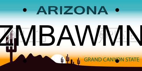 ZMBAWMN Arizona License Plate