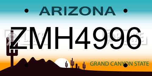 ZMH4996 Arizona License Plate