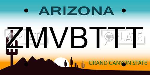 ZMVBTTT Arizona License Plate