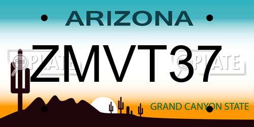 ZMVT37 Arizona License Plate