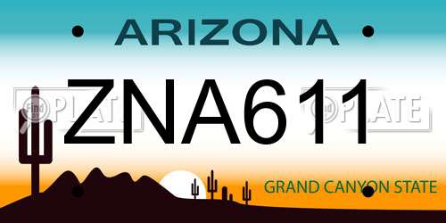 ZNA611 Arizona License Plate