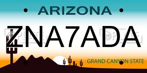 ZNA7ADA Arizona License Plate