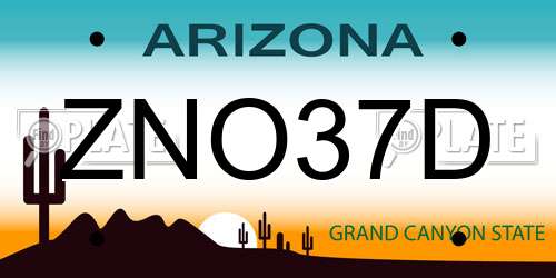 ZNO37D Arizona License Plate