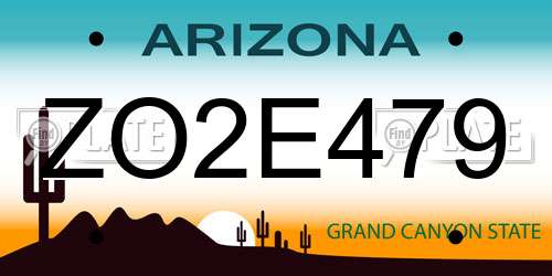 ZO2E479 Arizona License Plate